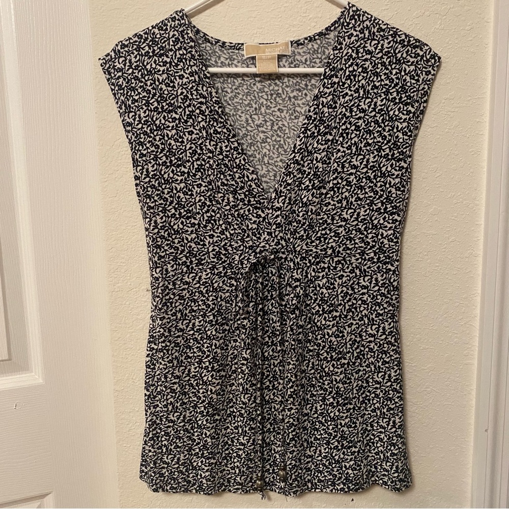 Michael Kors Black and White Patterned Blouse
